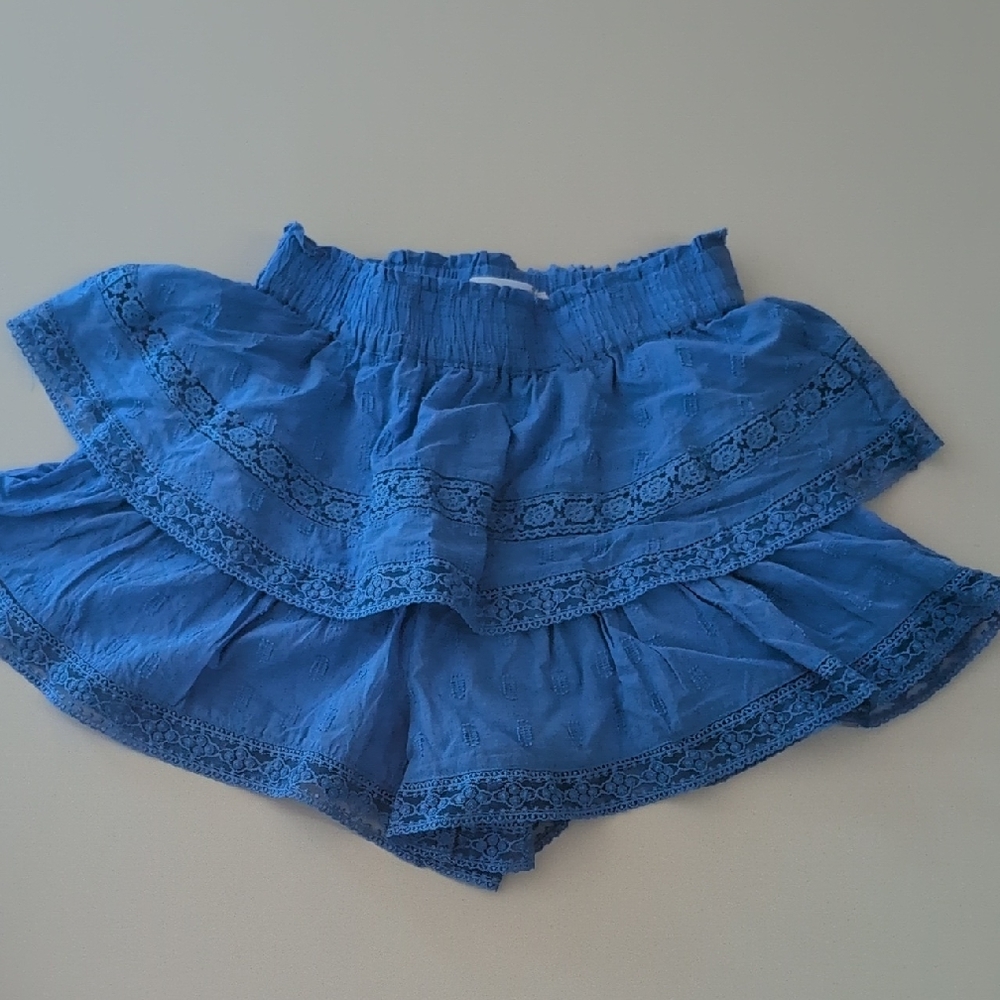 Blue Lace Tiered Shorts